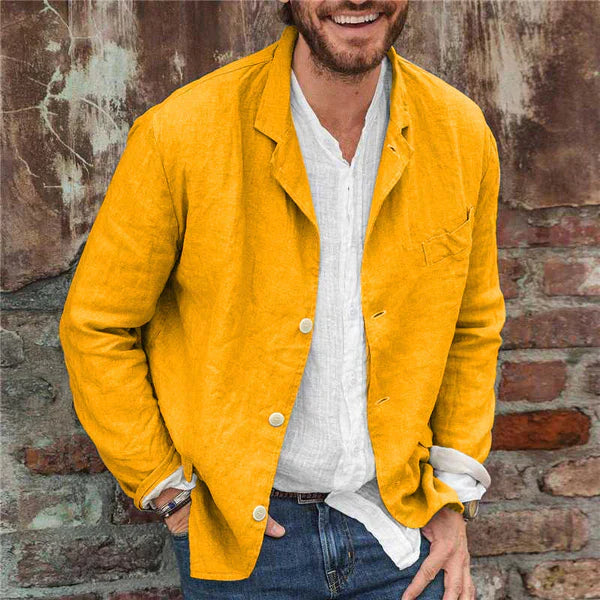 Men’s Lightweight Linen Shirt Jacket | Casual Button Overshirt