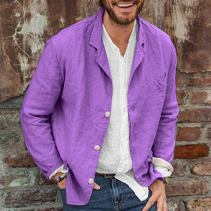 Men’s Lightweight Linen Shirt Jacket | Casual Button Overshirt