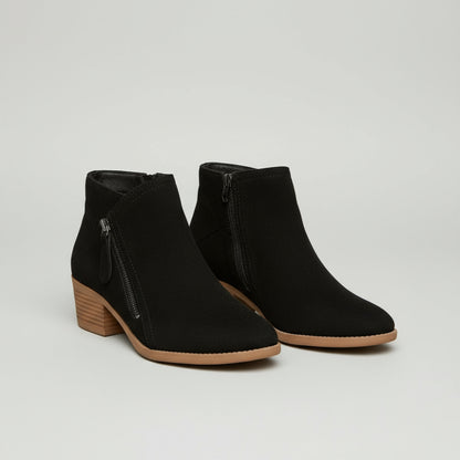 Women's Ankle Boots - Low Heel Side Zipper Booties