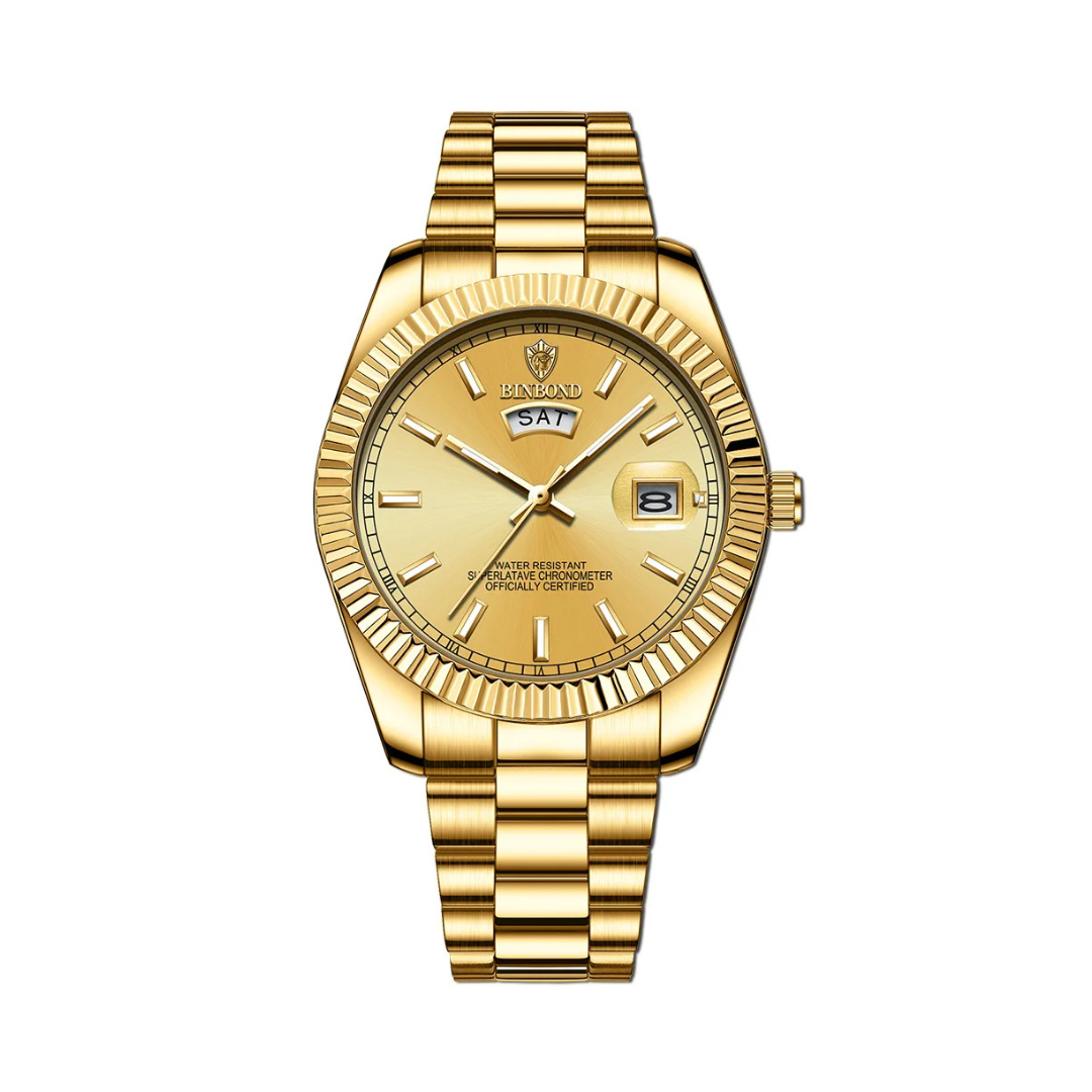 Men's Classic Luxury Stainless Steel Watch | Day Date Quartz