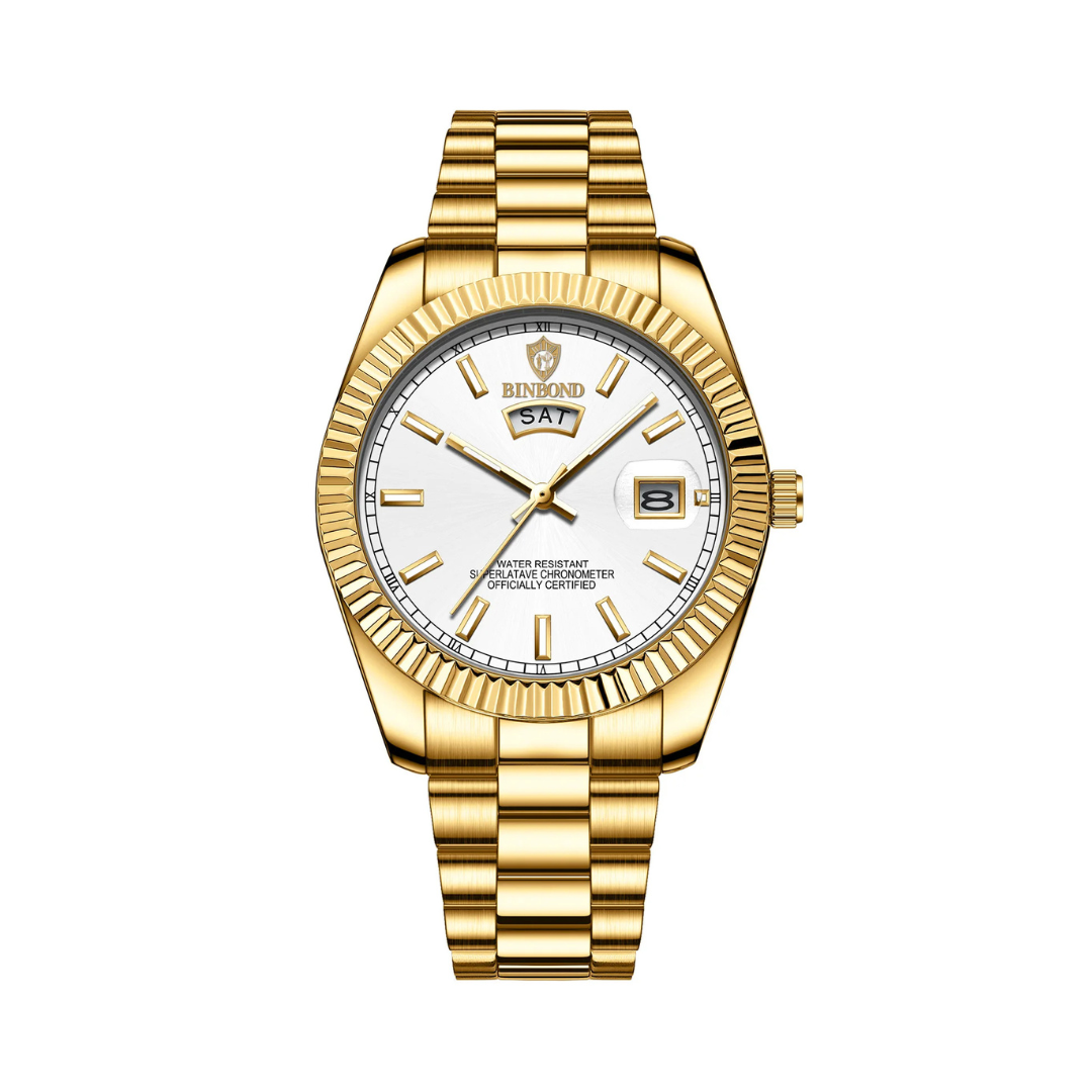 Men's Classic Luxury Stainless Steel Watch | Day Date Quartz