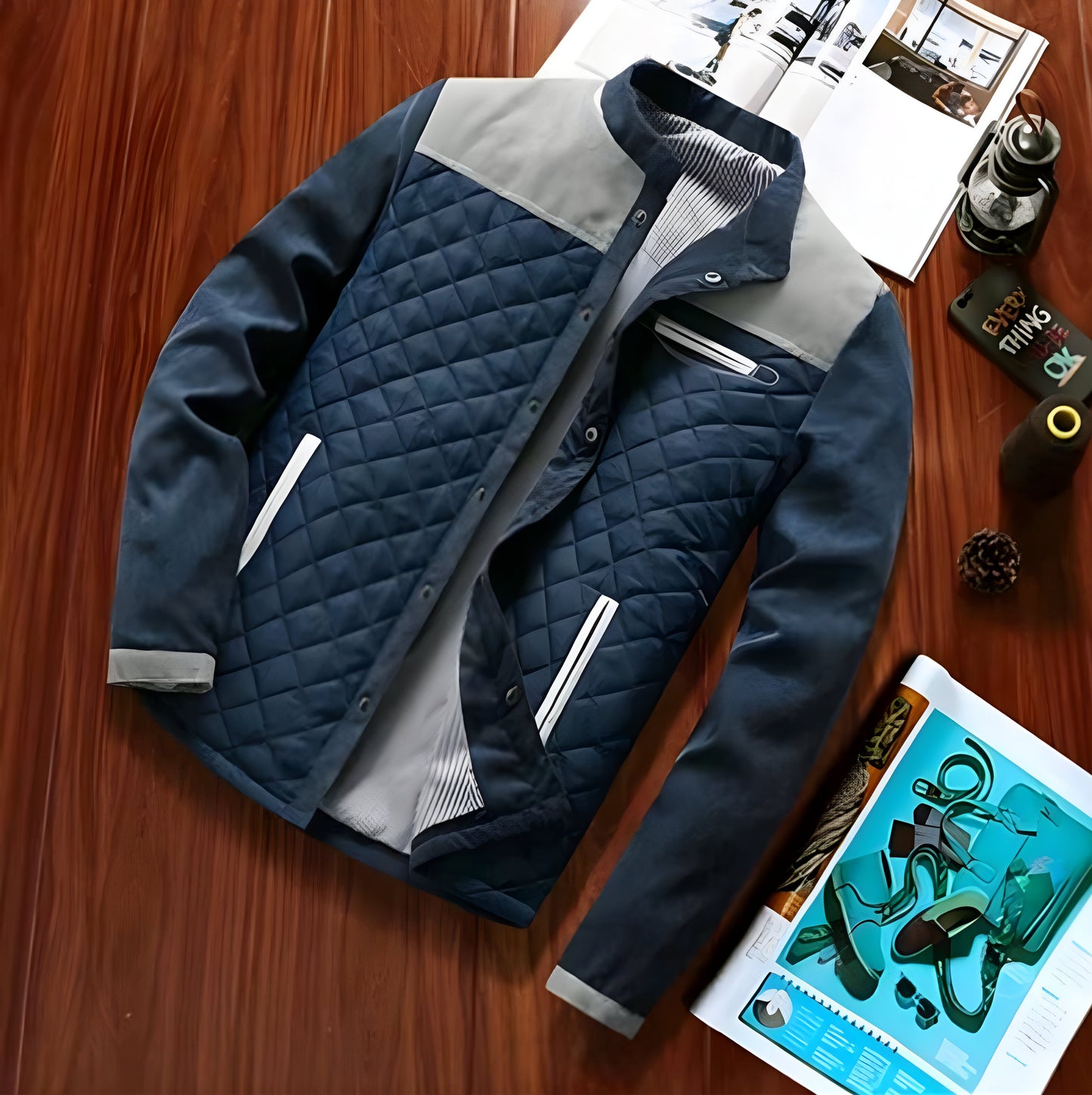 Men’s Quilted Casual Jacket | Slim Fit Lightweight Zip Up Coat