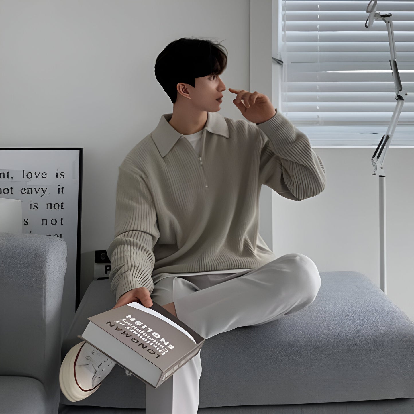 Men’s Ribbed Zip Up Sweater | Long Sleeve Collared Knitwear