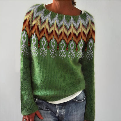 Women Oversized Knitted Jumper | Cozy Long Sleeve Crew Neck Sweater