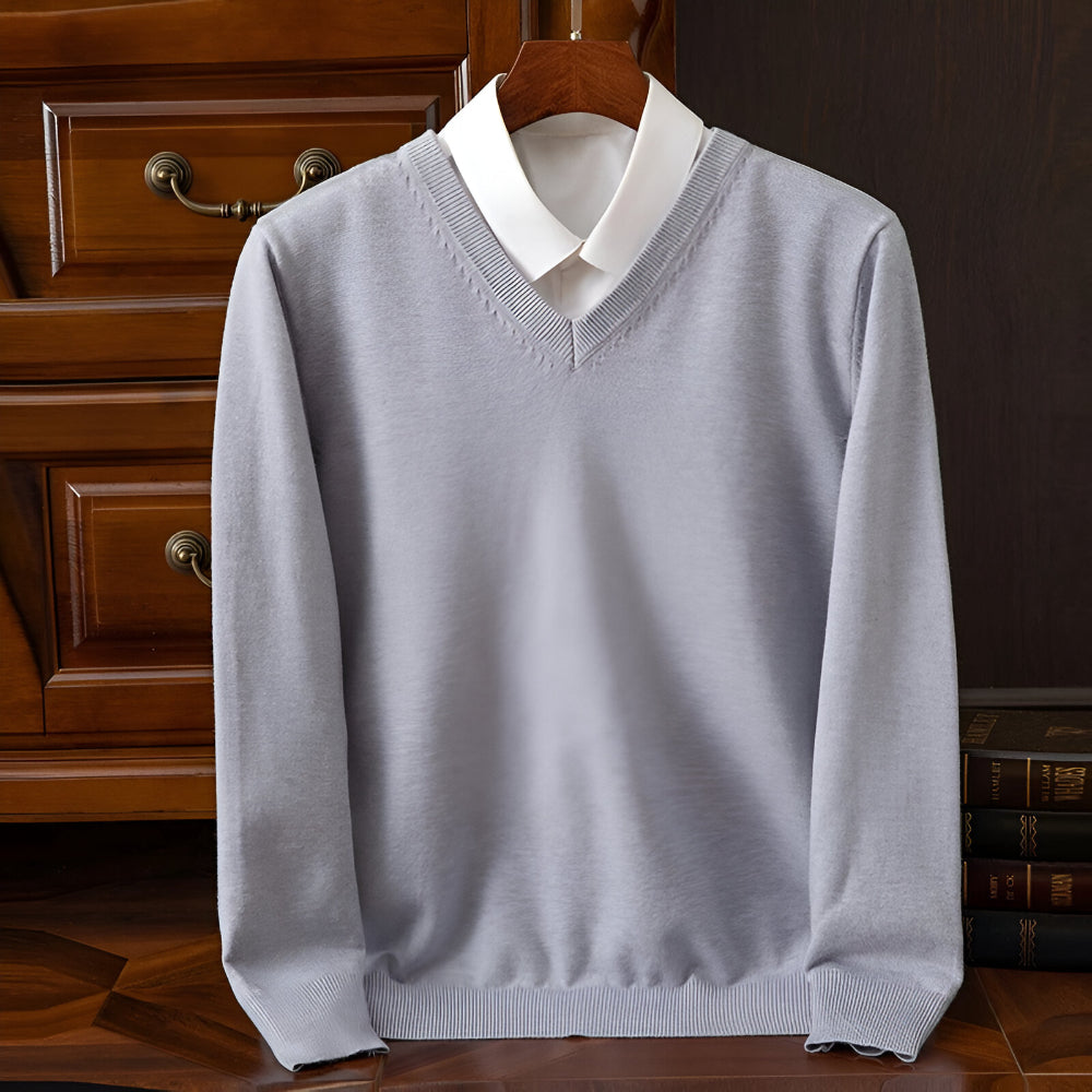 Men's V Neck Sweater – Long Sleeve Layered Knitwear