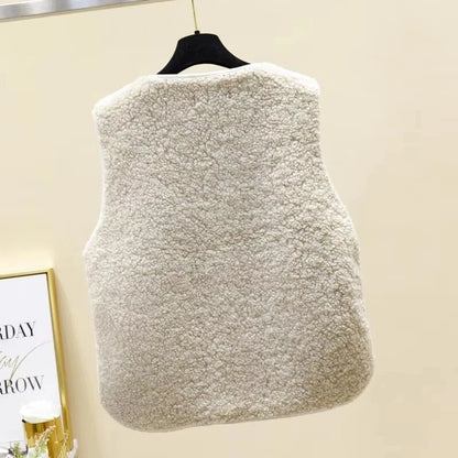 Women's Oversized Teddy Fleece Vest | Cozy Sleeveless Gilet