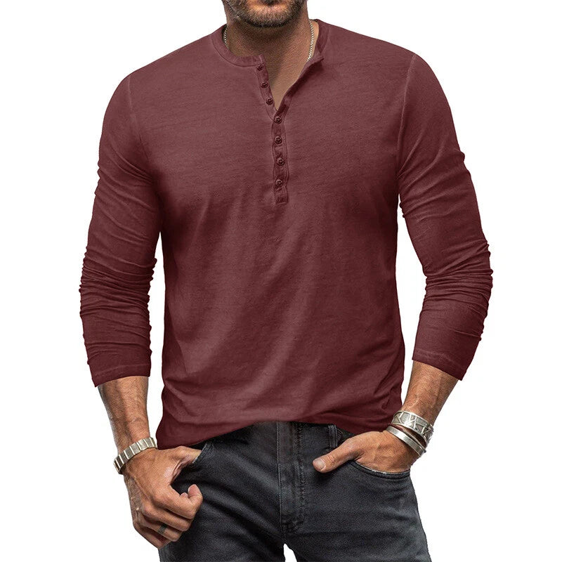 Men’s Casual Henley Shirt | Long Sleeve Slim Fit Top
