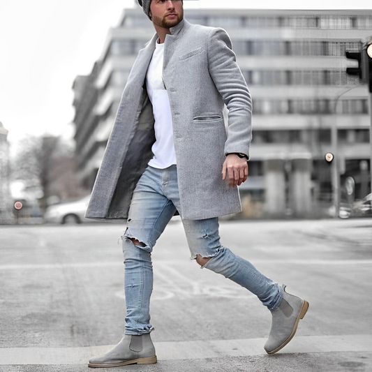 Men's Long Trench Overcoat | Slim Lightweight Jacket