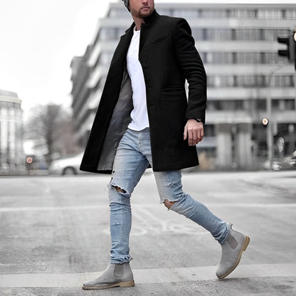 Men's Long Trench Overcoat | Slim Lightweight Jacket