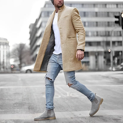 Men's Long Trench Overcoat | Slim Lightweight Jacket