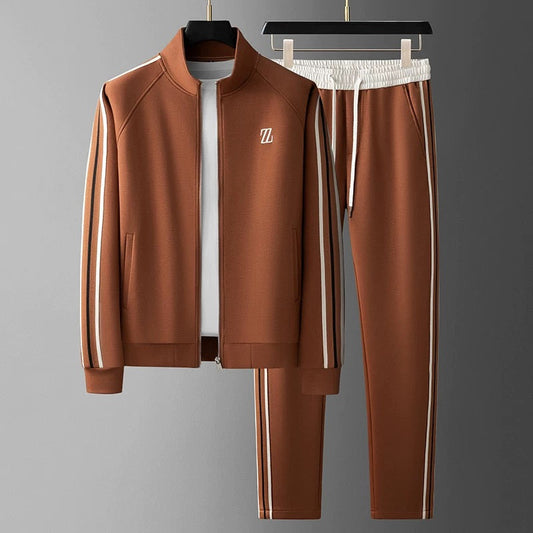 Men's Two Piece Athletic Pants And Top Set | Stripe Jacket