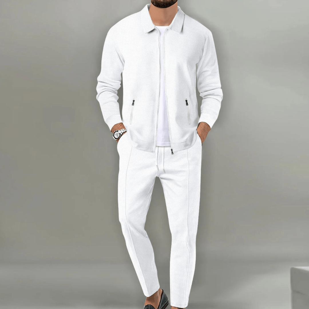 Men's Two Piece Casual Pants And Top Set | Smart Collar Jacket