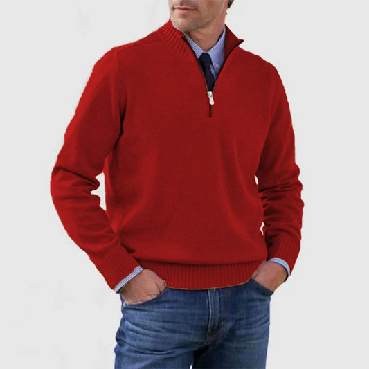 Men's Half Zip Knit Sweater | Stylish Pullover Jumper