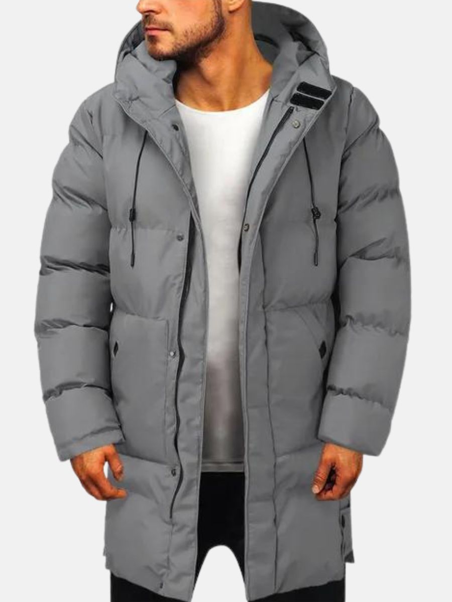 Men’s Hooded Long Puffer Jacket | Warm Quilted Winter Coat