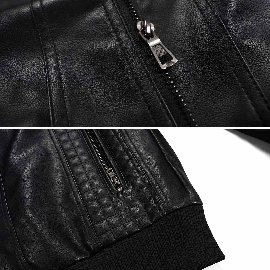 Men’s Faux Leather Hooded Biker Jacket | Zip Closure Stylish