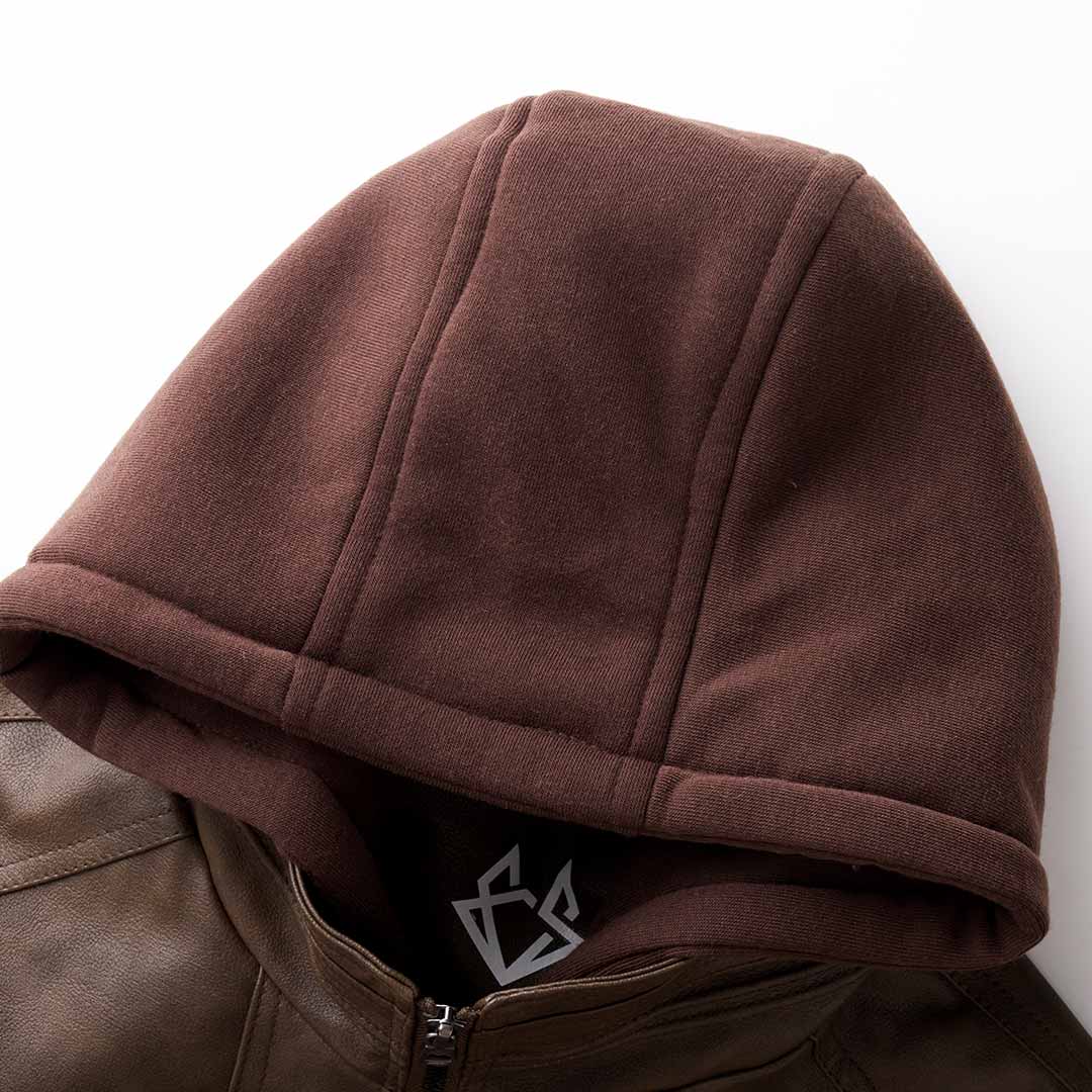 Men’s Faux Leather Hooded Biker Jacket | Zip Closure Stylish