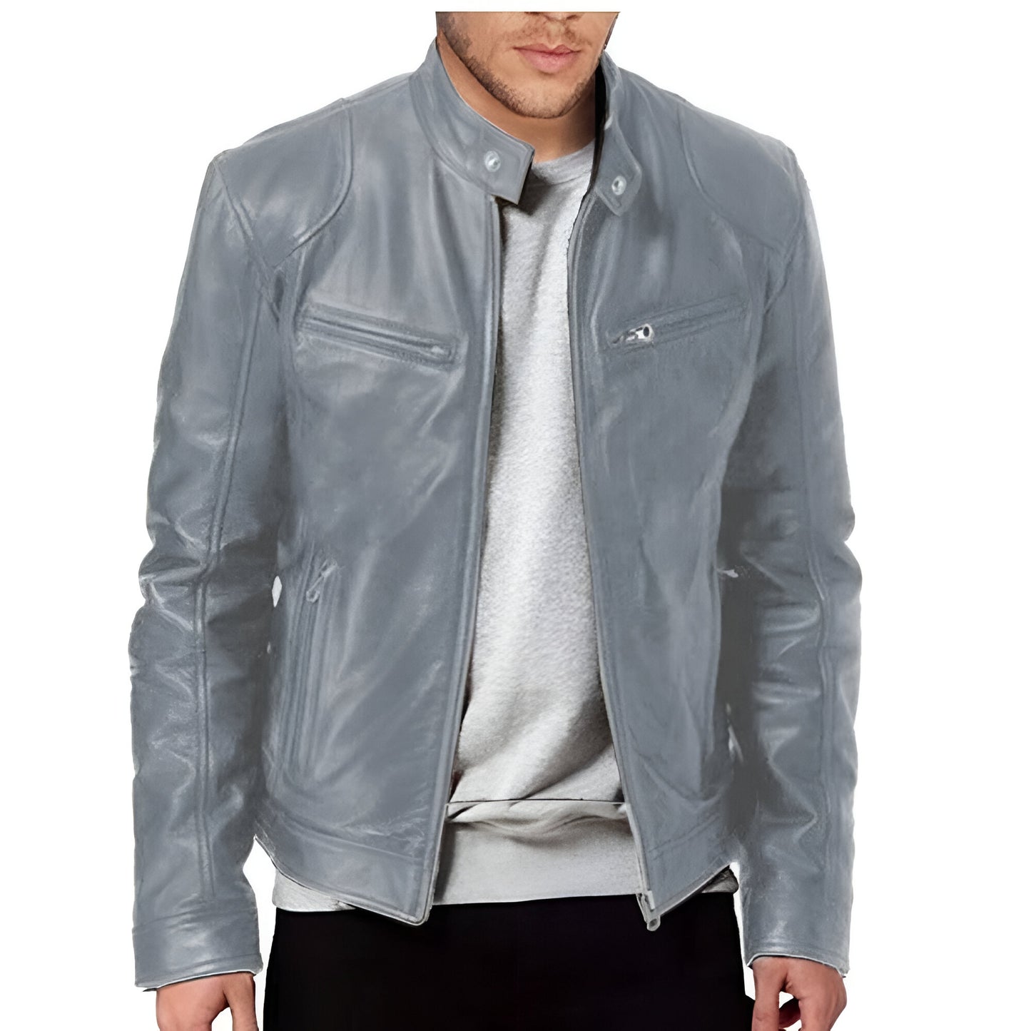 Men’s Leather Biker Jacket | Slim Fit Casual Moto Coat