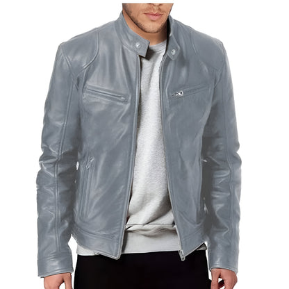 Men’s Leather Biker Jacket | Slim Fit Casual Moto Coat