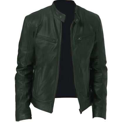 Men’s Leather Biker Jacket | Slim Fit Casual Moto Coat