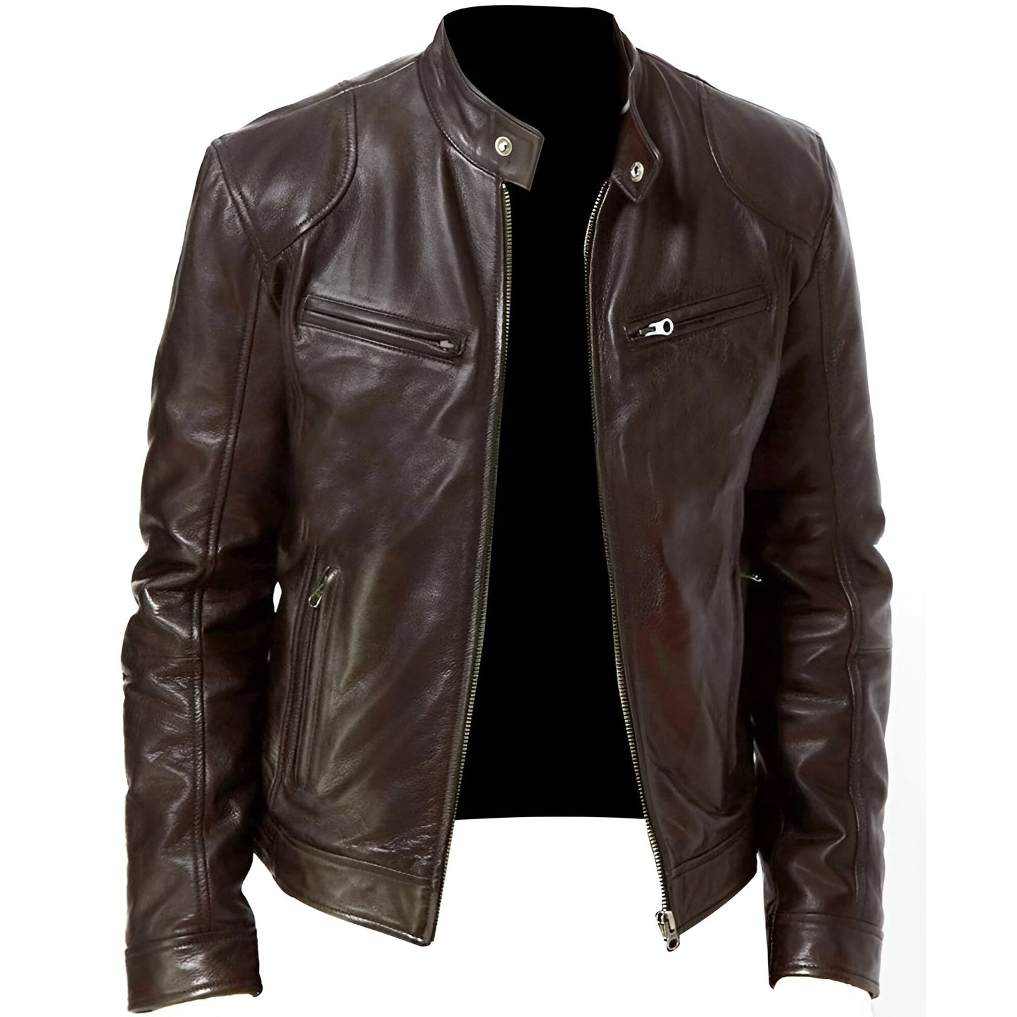 Men’s Leather Biker Jacket | Slim Fit Casual Moto Coat