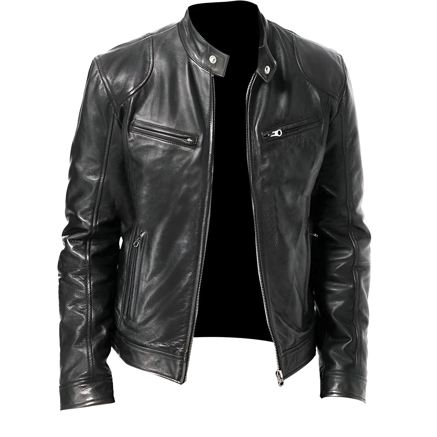 Men’s Leather Biker Jacket | Slim Fit Casual Moto Coat