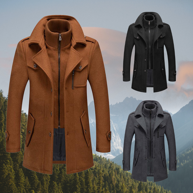 Men's Long Trench Coat Overcoat | Warm Winter Lightweight