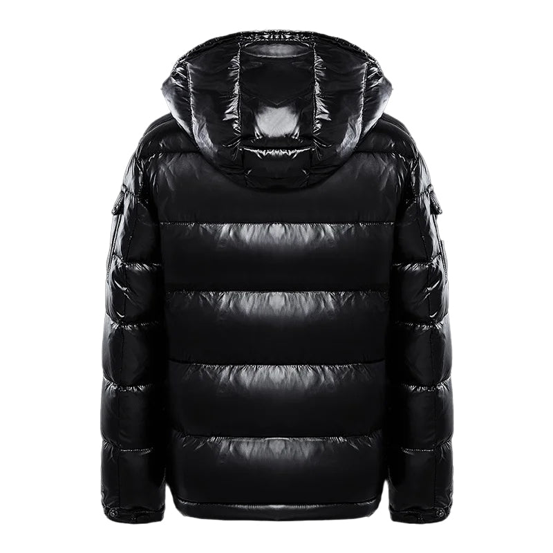 Men’s Hooded Shiny Puffer Jacket | Quilted Waterproof Winter