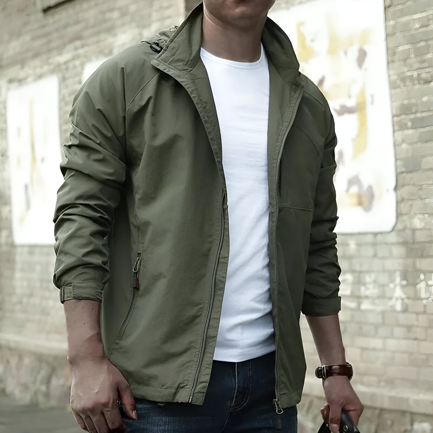 Men’s Lightweight Hooded Jacket | Casual Zip Up Windbreaker