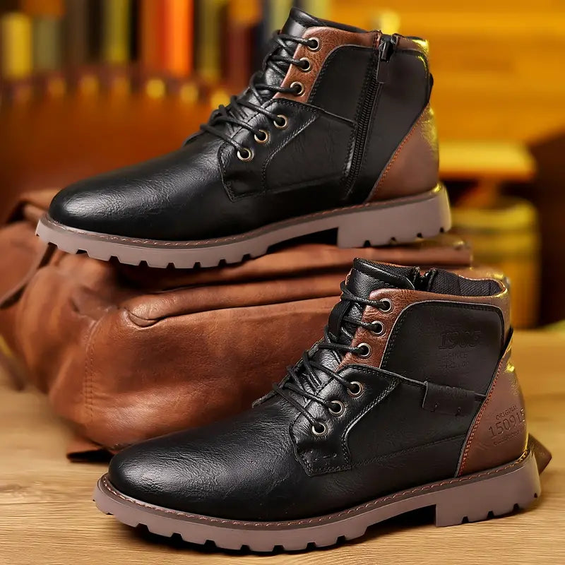 Stylish Zippered Leather Ankle Boots for Men - Image 3