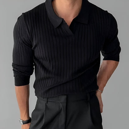 Men’s Slim Fit Knit Polo Sweater | Long Sleeve Smart Casual Jumper