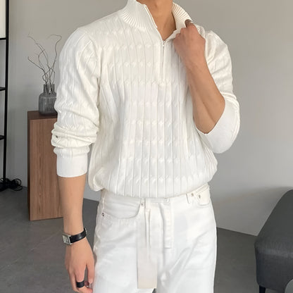 Men’s Slim Fit Half Zip Knit Jumper | Long Sleeve Smart Casual Sweater