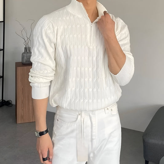 Men’s Slim Fit Half Zip Knit Jumper | Long Sleeve Smart Casual Sweater