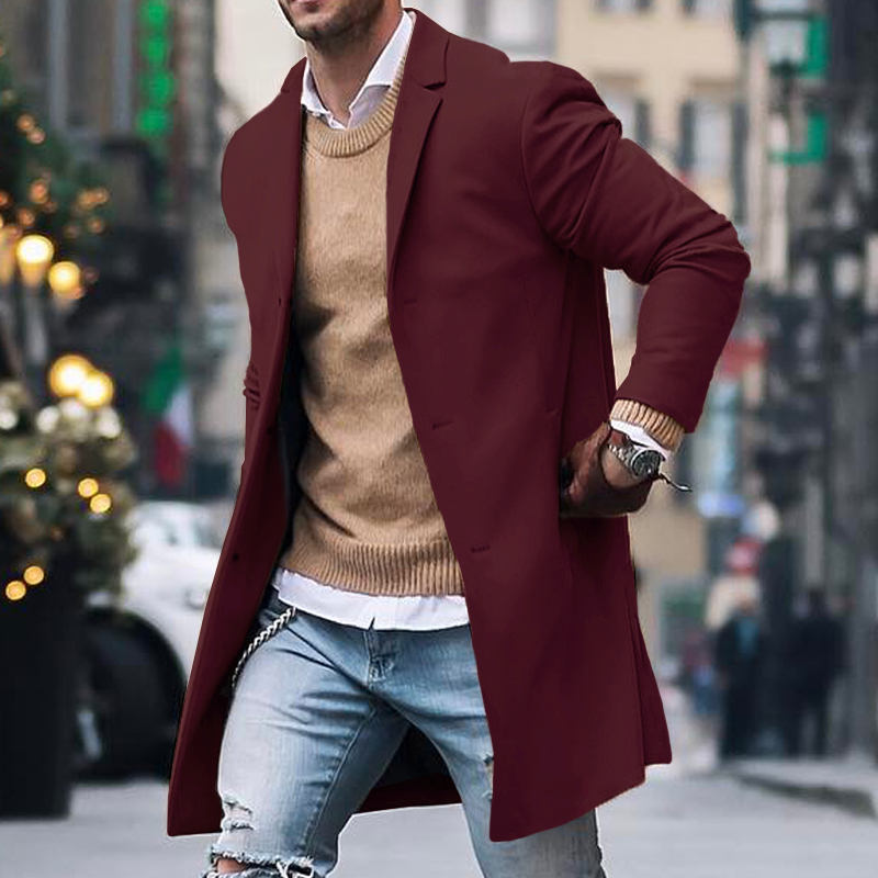 Men's Long Trench Coat | Slim Lightweight Overcoat