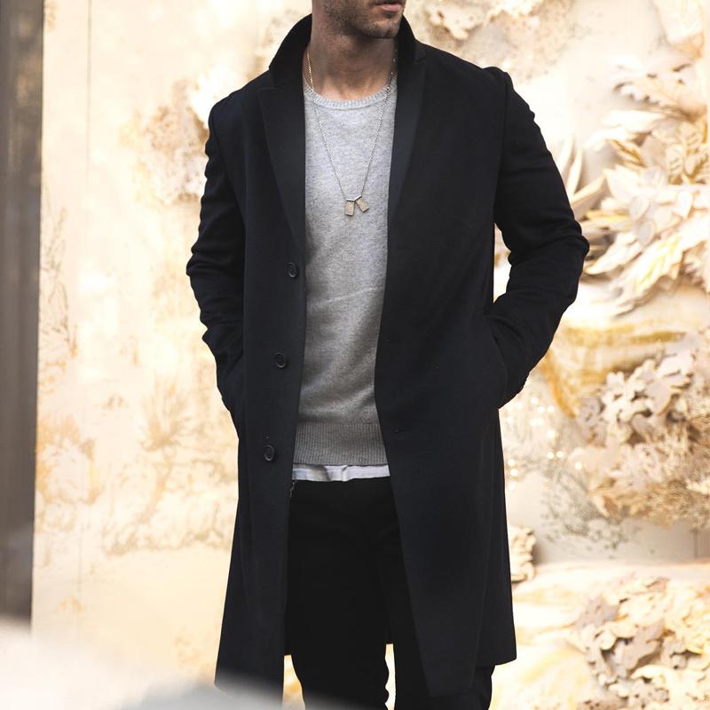 Men's Long Trench Coat | Slim Lightweight Overcoat