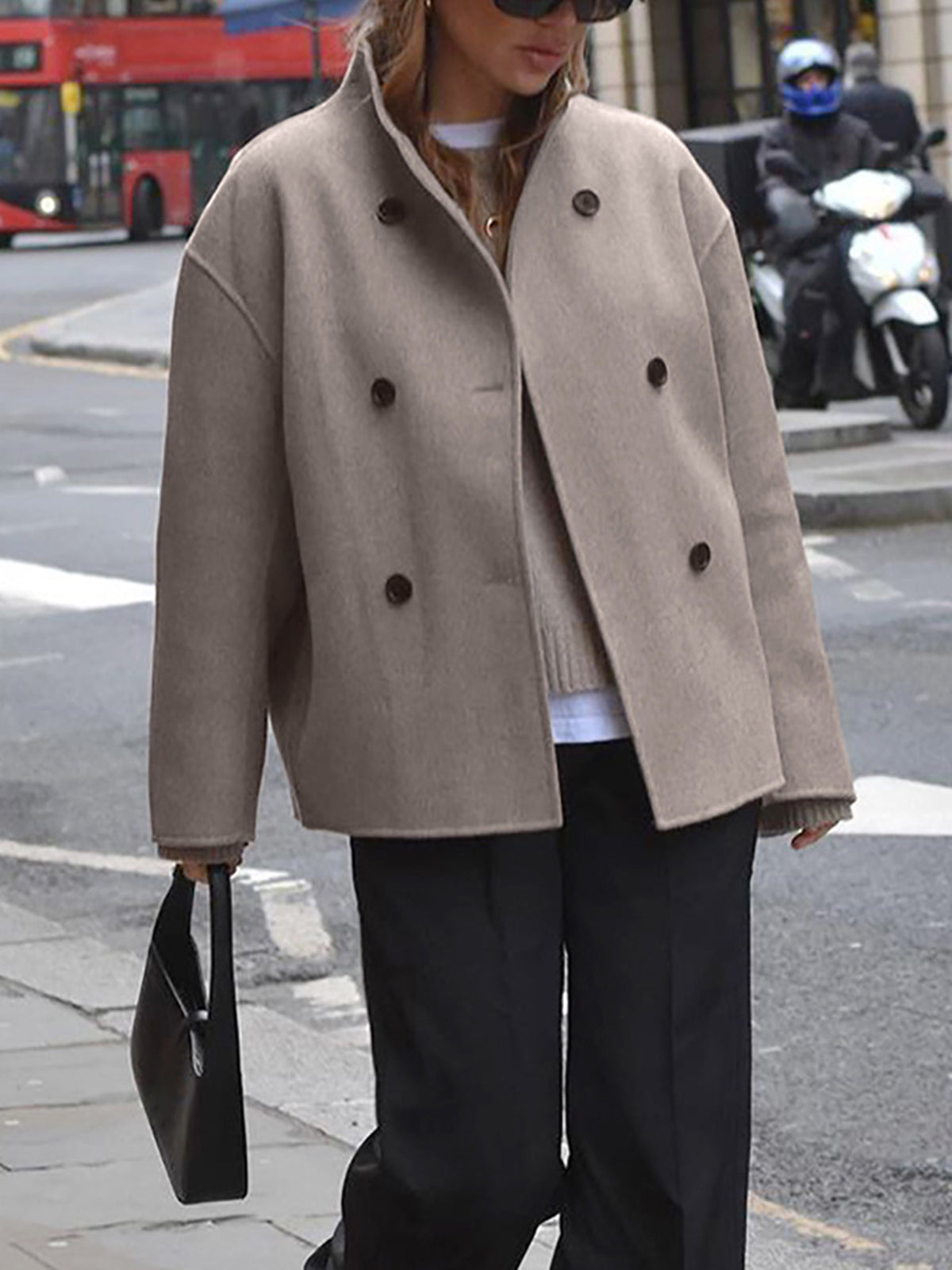 Trendige, weitgefasste Jacke mit Knopfverschluss für Damen - Image 5