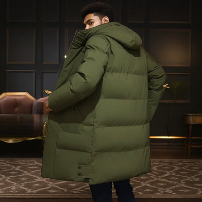 Men's Long Puffer Jacket | Warm Winter Coat With Hood