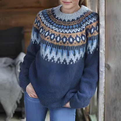 Women Chunky Knit Wool Jumper | Oversized Fair Isle Sweater