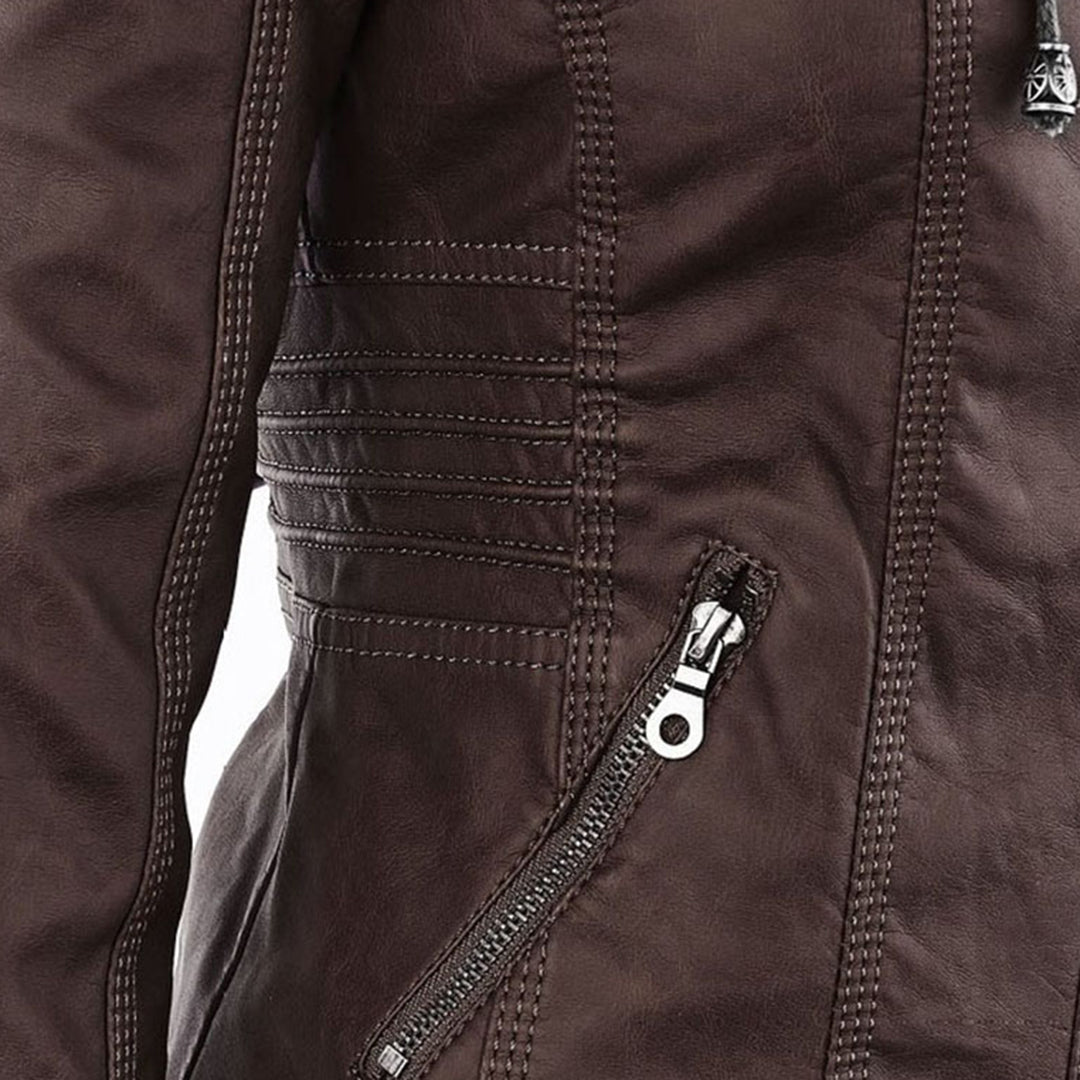 W&W - Damen Lederjacke mit Kapuze - Image 15