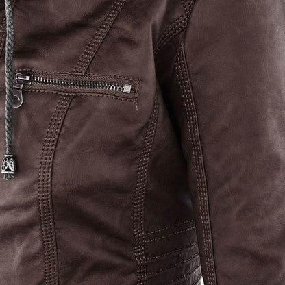 W&W - Damen Lederjacke mit Kapuze - Image 16