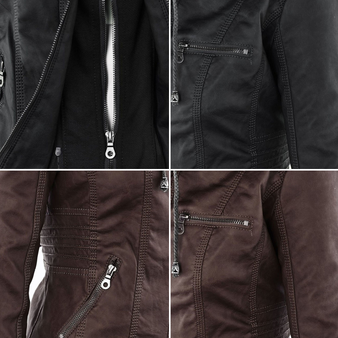 W&W - Damen Lederjacke mit Kapuze - Image 17