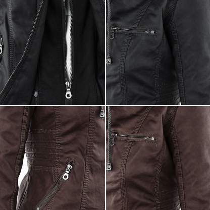 W&W - Damen Lederjacke mit Kapuze - Image 17