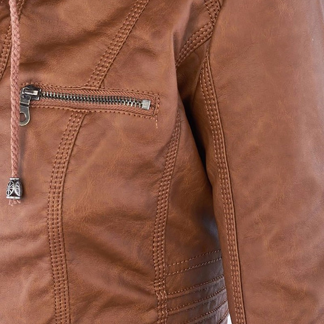 W&W - Damen Lederjacke mit Kapuze - Image 9